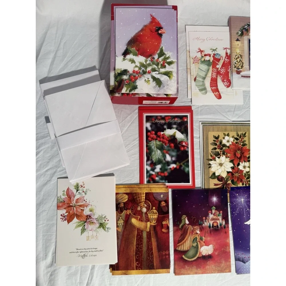 Assorted Lot of 50 Christmas Cards with Envelopes New In Box